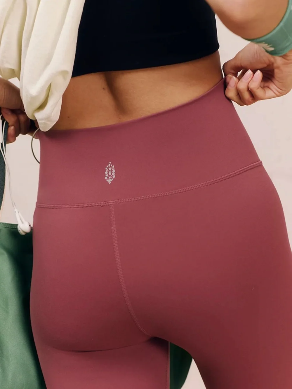 Free People High-Waist Seam Detail Leggings - Wine - Picture 3 of 4